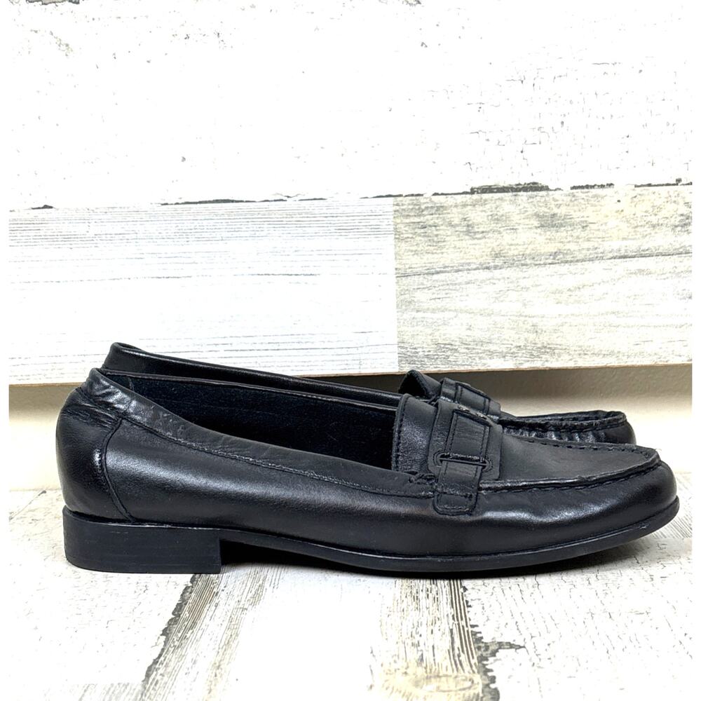 Clarks Bendables Womens 8.5 Black Leather Casual Comfort Slip-On Loafers